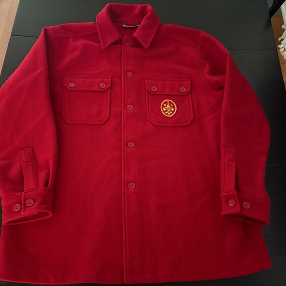Vintage Mens Boy Scouts of America Red Wool Blend Jac Shirt Size XL Tall - Picture 1 of 6